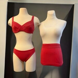 New! La Perla Anna Club 3 Piece Bikini Skirt Set Size 10